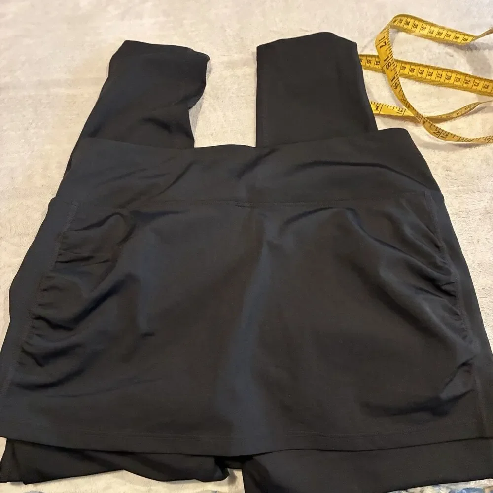 Coolibar Womens Black Skapri Skirted Capri Leggings UPF 50+ Sun Protection Sz M